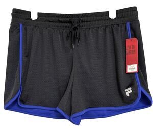 Fila Sport Women’s Live In Motion Athletic Shorts Lined Black & Blue Size L NWT!